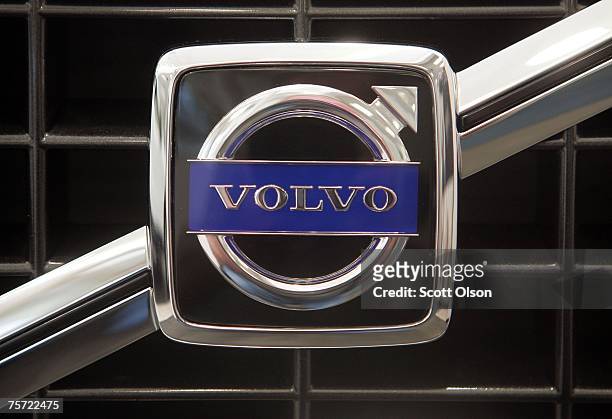 Volvo logo is displayed on the grill of a new car sitting in a showroom July 26, 2007 in Chicago, Illinois. Ford, which owns the Volvo brand, today...