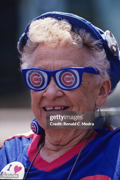 Chicago Cubs fan during a game between the San Diego Padres and the Chicago Cubs on June 3, 1992 in Wrigley Field in Chicago, Illinois.