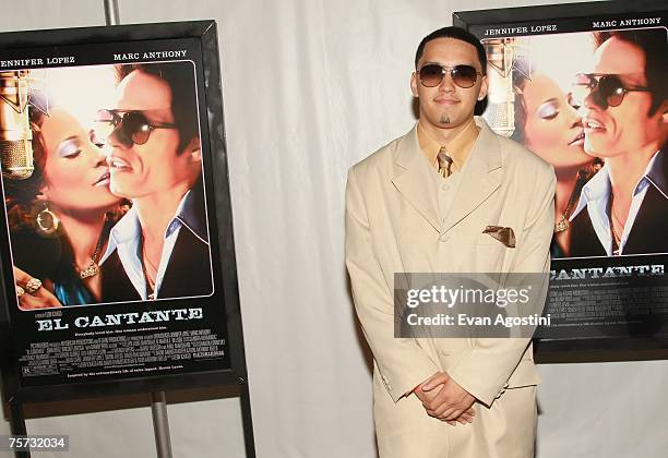 Hector Perez, grandson of Hector Lavoe, the subject of the film attends the premiere of "El Cantante" at the 42nd street AMC Theatre on July 26, 2007...