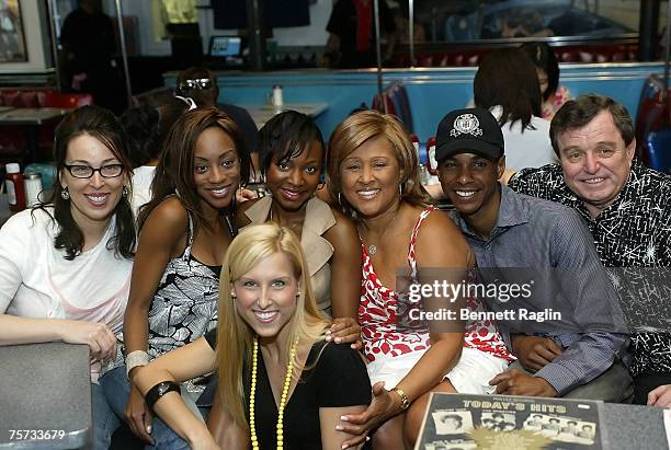 Cast members of the Broadway musical "Hairspray" Susan Mosher, Kandice Woods, Brooke Engen, Naturi Naughton, Darlene Love, Tevin Campbell and Jerry...