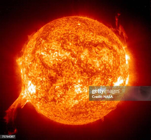 Massive solar eruption, more than 30 times the length of Earth's diameter, blasted away from the Sun on July 1, 2002. An instrument on the Solar and...
