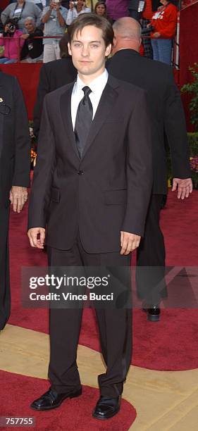 Actor Tobey Maguire arrives at the 74th Annual Academy Awards March 24, 2002 at The Kodak Theater in Hollywood, CA.