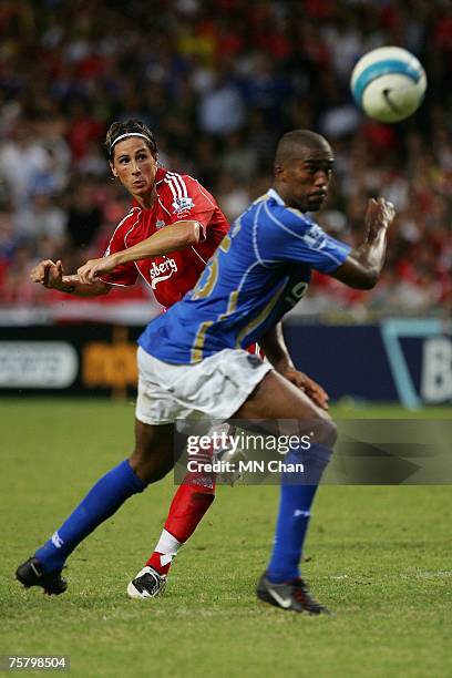 Fernando Torres of Liverpool in action during the pre-season Barclays Asia Trophy final match between Liverpool FC and Portsmouth FC at Hong Kong...