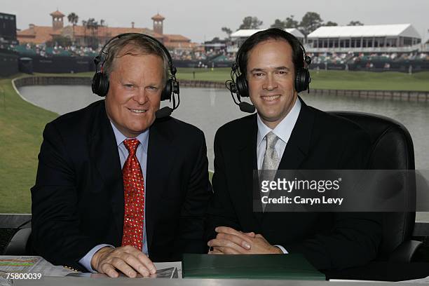 Johnny Miller and Dan Hicks during the third round of THE PLAYERS Championship held on THE PLAYERS Stadium Course at TPC Sawgrass in Ponte Vedra...
