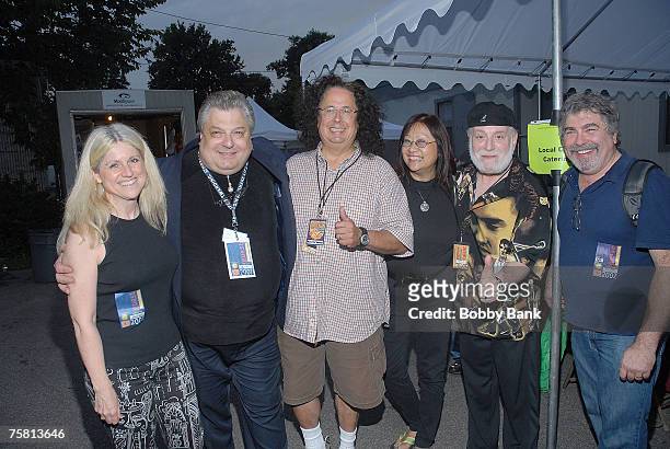 Mark Volman and Howard Kaylan of The Turtles with Sandy Hicks, Jerry Russo, May Pang and Mike McCann at Hippiefest 2007 at Asser Levy Park Brooklyn...