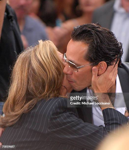 Today Show anchoe Meredith Vieira kisses singer Marc Anthony after his performance on NBC's "Today" Summer Concert Series at Rockefeller Center Plaza...