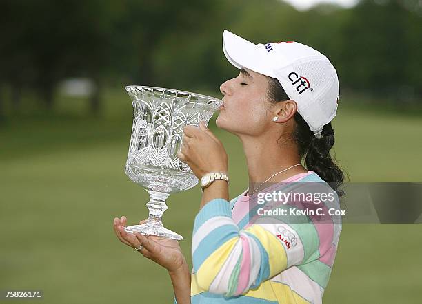 Lorena Ochoa celebrates winning the 2007 Sybase Classic Presented by ShopRite at Upper Montclair Country Club on Sunday, May 20, 2007 in Clifton, New...