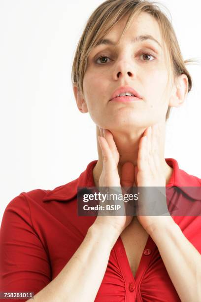 woman with sore throat - ganglion stock pictures, royalty-free photos & images