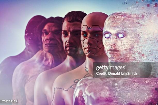 evolution of human to cyborg - augmented reality animal stock-fotos und bilder