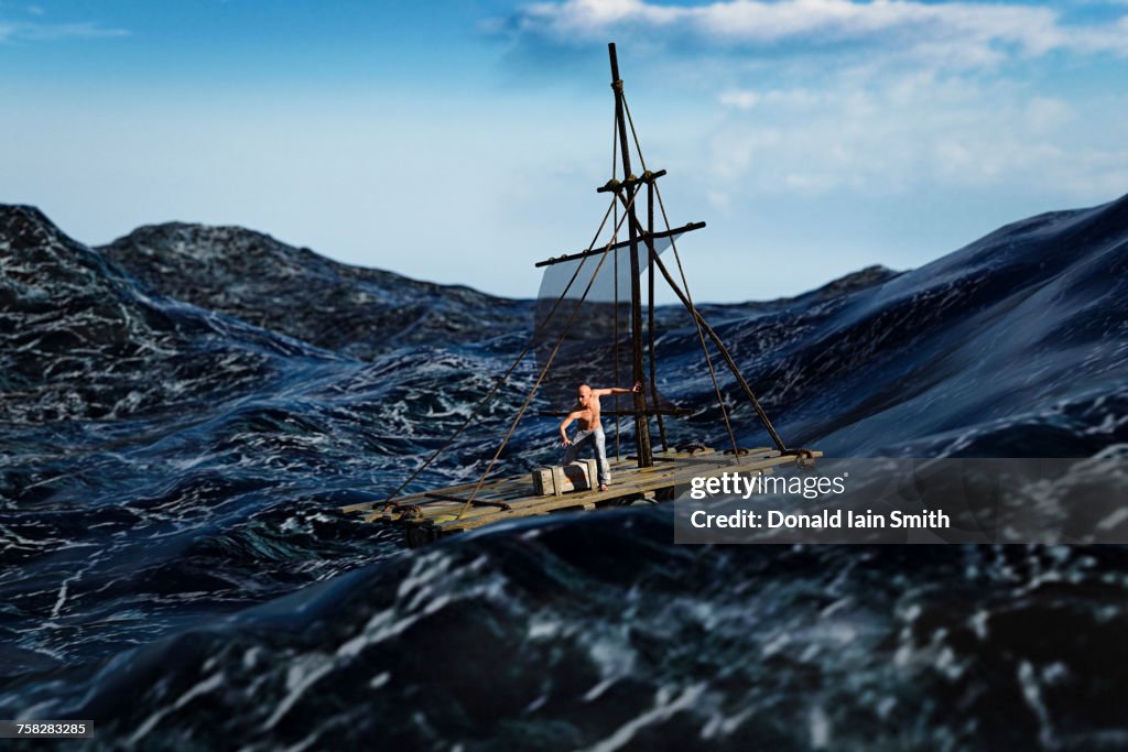 Saling Raft Man Sailing On A Raft In Stormy Ocean High-Res Stock Photo - Getty Images