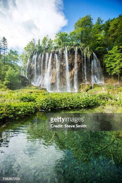 waterfalls in forest - plitvice lakes national park stock pictures, royalty-free photos & images