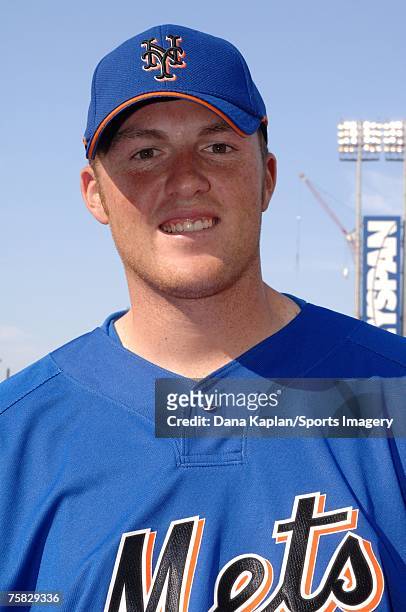 Draft pick Eddie Kunz of the New York Mets during batting practice before a MLB game against the Pittsburgh Pirates at Shea Stadium on July 24, 2007...