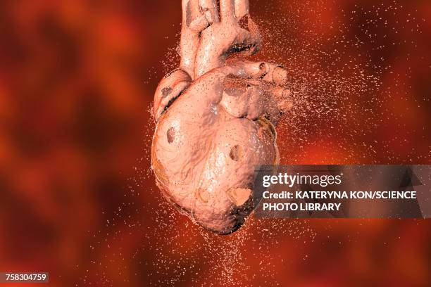 heart destruction, conceptual illustration - necrosis stock illustrations