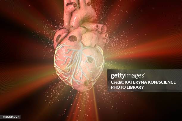 heart destruction, conceptual illustration - necrosis stock illustrations