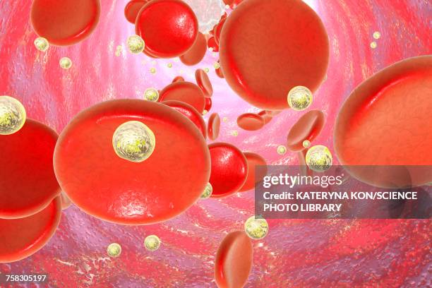 nanoparticles in blood, illustration - nanoparticle stock illustrations