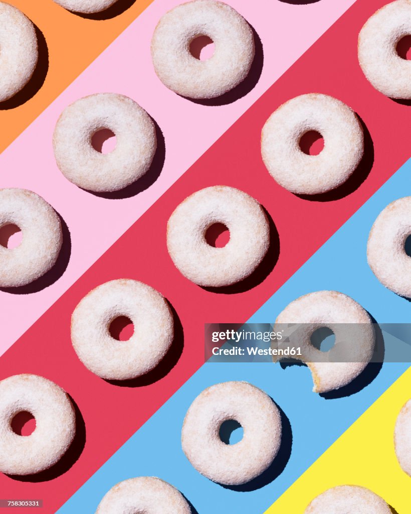 Doughnuts on colourful background