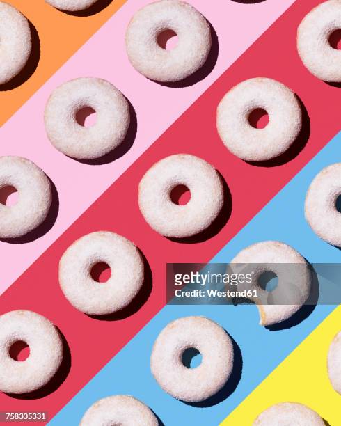 Doughnuts on colourful background