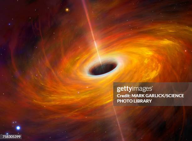 supermassive black hole, illustration - black hole stock illustrations