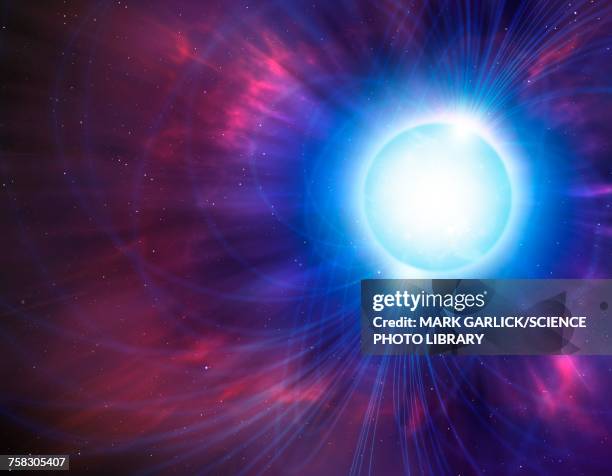 ilustraciones, imágenes clip art, dibujos animados e iconos de stock de artwork of a magnetar, illustration - campo-magnético