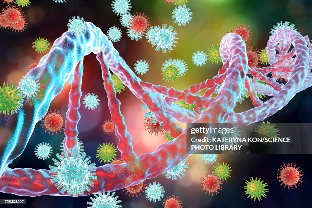 Viruses and DNA, illustration