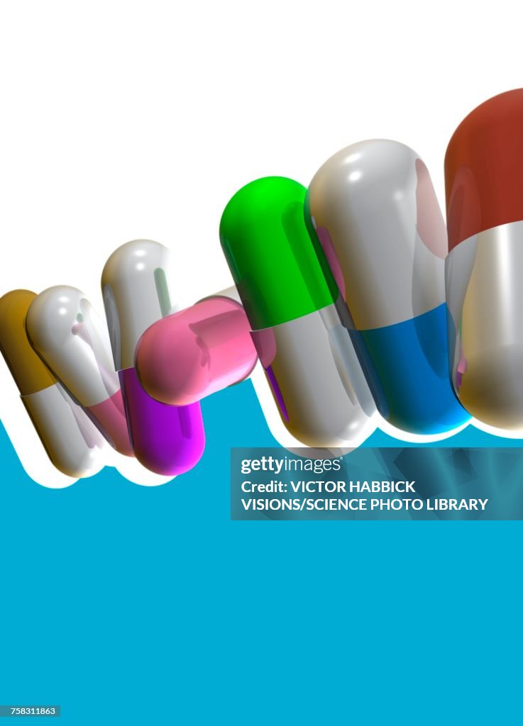 Colourful capsules, illustration