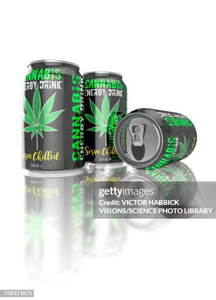 cannabis energy drinks cans, illustration - energy drink stock illustrations