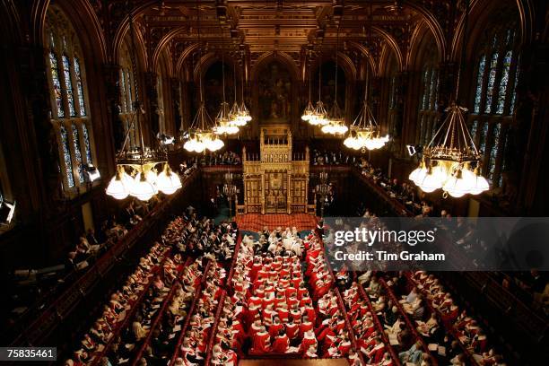 State Opening of Parliament in House of Lords, Houses of Parliament, London, England, United Kingdom