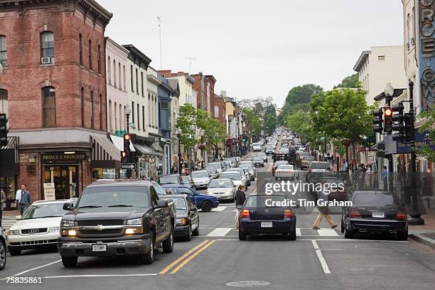 Busy street in Georgetown, Washington DC, USA