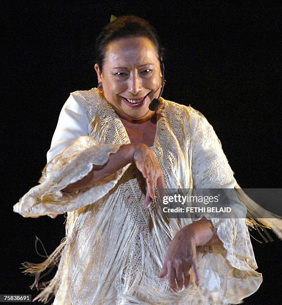 Cristina Hoyos, dancer and manager of the Andalucia Flamenco Ballet performs the "Voyage au Sud" show during the 43rd edition of the International...