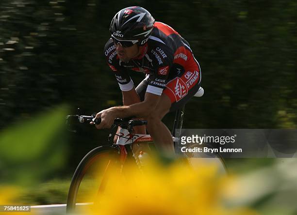 David Arroyo of Spain and Caisse D'Epargne in action during stage 19 of the 2007 Tour de France, an individual time trial, from Cognac to Angouleme...