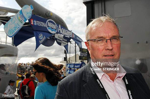 Portrait of International Cycling Union President Pat McQuaid taken near the finish line during the 19th stage of the 94th Tour de France cycling...