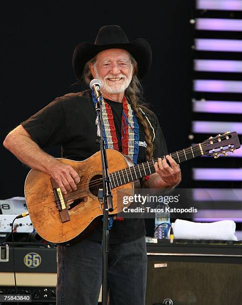 Musician Willie Nelson performs during the Crossroads Guitar Festival 2007 held at Toyota Park on July 28, 2007 in Bridgeview, Illinois.