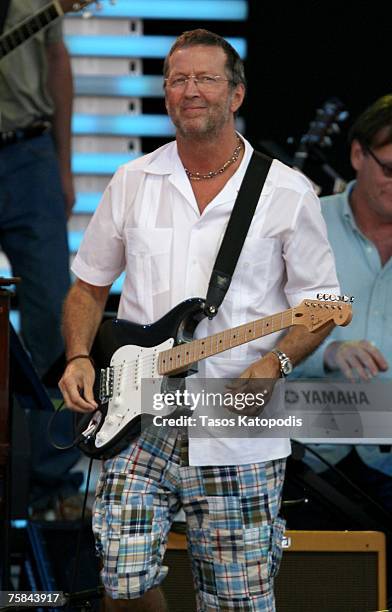 Musician Eric Clapton performs during the Crossroads Guitar Festival 2007 held at Toyota Park on July 28, 2007 in Bridgeview, Illinois.