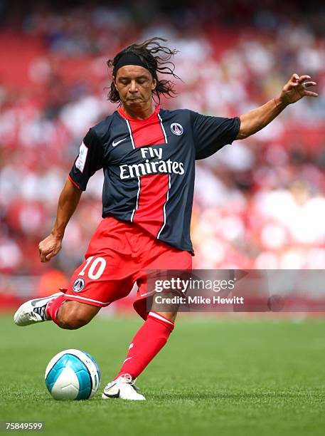 Marcello Gallardo of Paris Saint Germain in action during the 'Emirates Cup' match between Paris Saint Germain and Valencia at the Emirates Stadium...