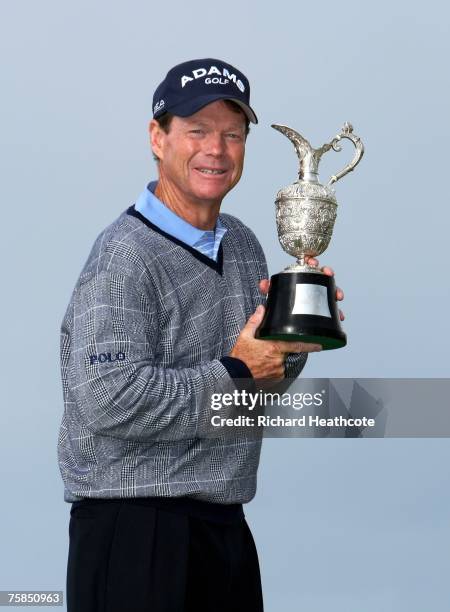 Tom Watson of the USA poses with the trophy after winning The Senior Open Championship 2007 at the Honourable Company of Edinburgh Golfers, Muirfield...