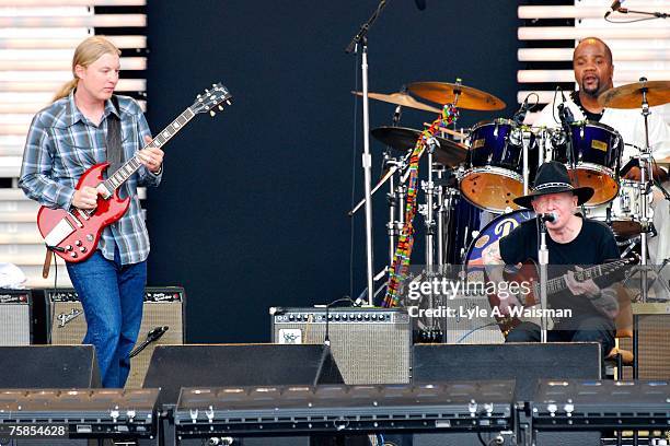 Derek Trucks and Johnny Winter perform at Eric Clapton's Crossroads Guitar Festival 2007 to benefit the Crossroads Centre in Antigua July 28, 2007 in...