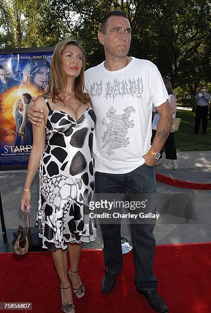 Actor Vinnie Jones and wife Tanya Jones arrive at the premiere of Paramount Pictures' "Stardust" at the Paramount Studio Theater on July 29, 2007 in...