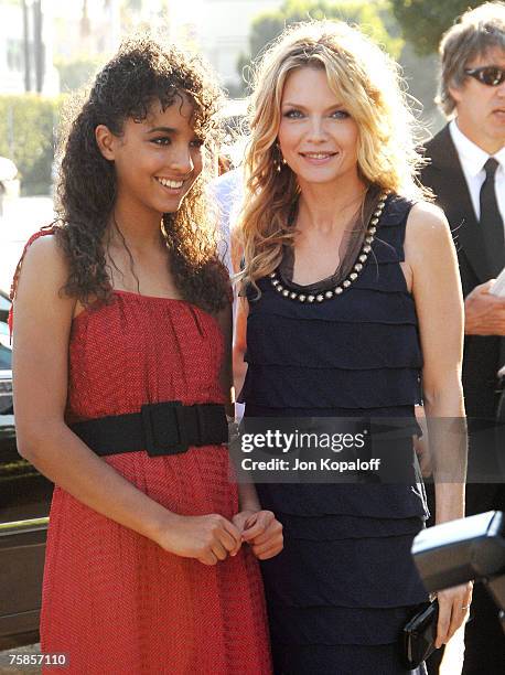 Actress Michelle Pfeiffer and daughter Claudia Rose arrive at the Los Angeles Premiere of "Stardust" at Paramount Studios on July 29, 2007 in Los...