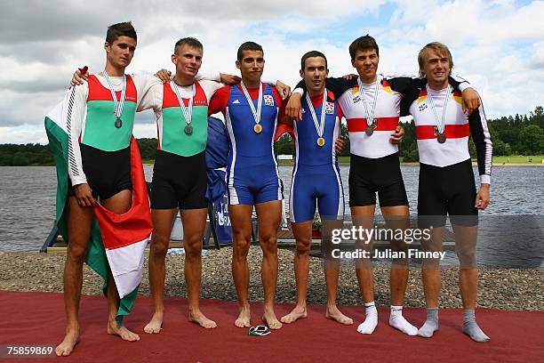 Tamas C. Varga and Peter Galambos of Hungary , Maxime Goisset and Fabien Dufour of France , Moritz Koch and Christoph Schregel of Germany with their...