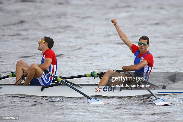 Maxime Goisset and Fabien Dufour of France celebrate winning Gold after the Lightweight Double Sculls final during the World Rowing U23 Championships...