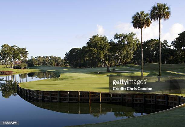 The 16th hole of THE PLAYERS Stadium Course at the TPC Sawgrass in Ponte Vedra Beach, FL Photo by: Chris Condon/PGA TOUR