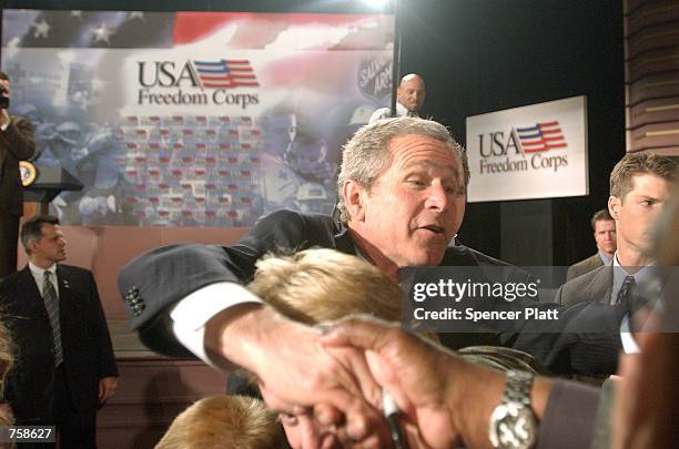 Bush Stressed U.S. President George W. Bush shakes hands with supporters after ...