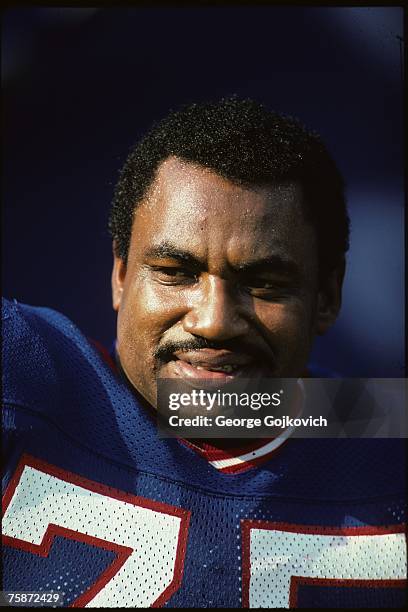 Defensive lineman George Martin of the New York Giants on the sideline during a game against the Pittsburgh Steelers at Giants Stadium on December...