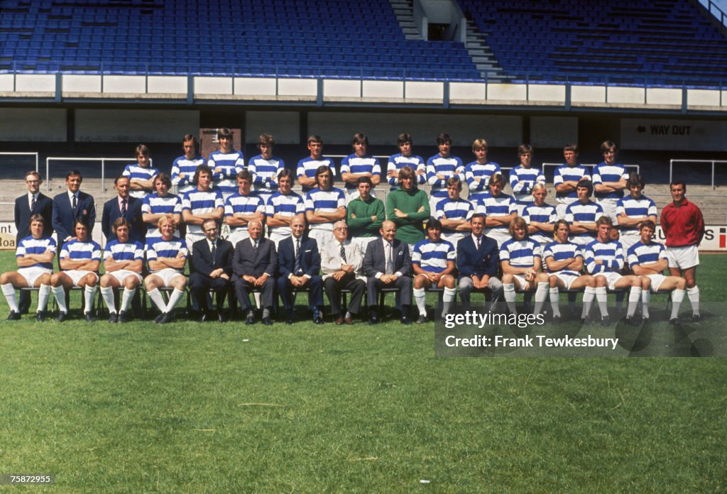 Players and officials of Queens Park Rangers F.C at their Loftus Road