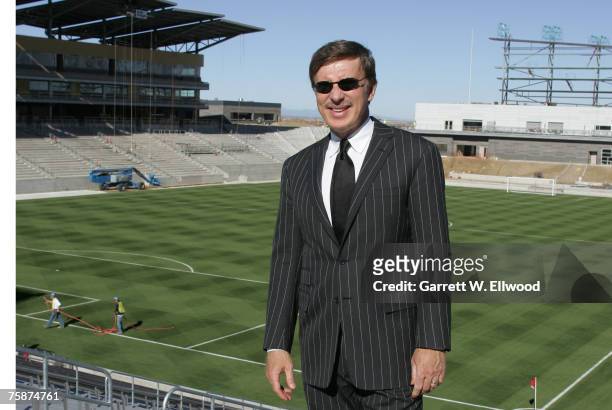 Stanley Kroenke owner and president of Kroenke Sports and Entertainment and the Colorado Rapids poses for a photo during the Colorado Rapids stadium...