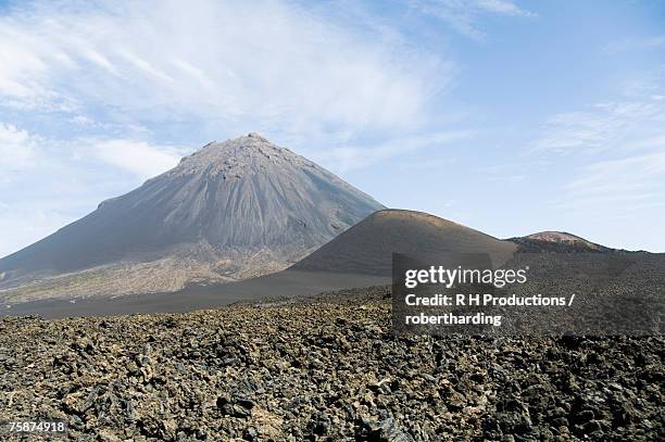 the volcano of pico de fogo in the background, fogo (fire), cape verde islands, africa - cape verde stock pictures, royalty-free photos & images