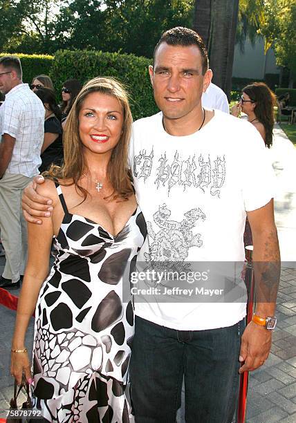 Actor Vinnie Jones and wife Tanya Jones arrive at the " Stardust " Los Angeles premiere at Paramount Studio Theatre on July 29, 2007 in Los Angeles,...