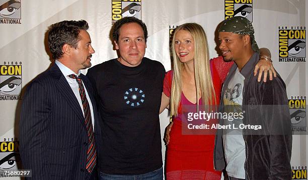 Actor Robert Downey Jr., director Jon Favreau, actress Gwyneth Paltrow and actor Terrence Howard of "Iron Man" attends the 2007 Comic-Con...