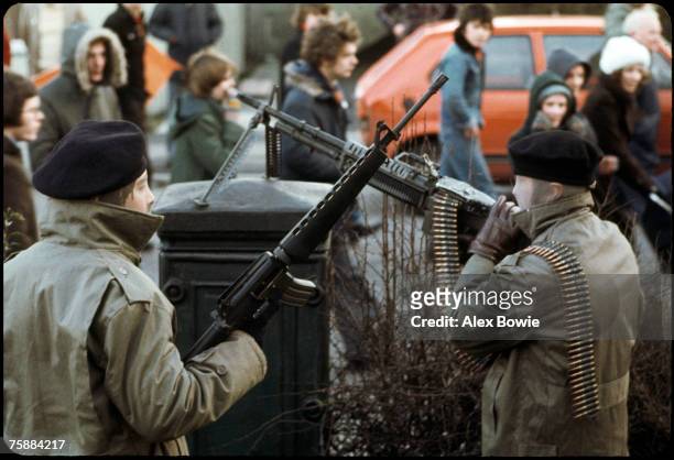 Gunmen in the republican Creggan estate in Londonderry, during a demonstration to mark the 6th anniversary of Bloody Sunday, 30th January 1978. One...