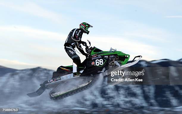 Tucker Hibbert competing in SnoCross Practice at Winter X Games VIII.